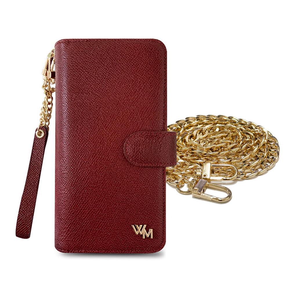 롱체인위크미 천연 소가죽 다이어리 지갑 케이스 레드와인, 갤럭시S20 플러스 - 상품 이미지
