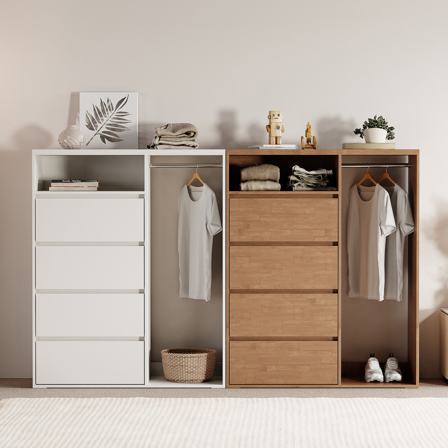 서랍형 행거 원룸 선반 옷장 행거 서랍장 낮은 행거 수납장