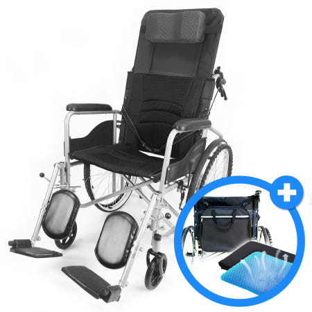 KL트레이딩 M3 침대형 거상형 리클라이너 수동 접이식 휠체어 병원 환자 노인 장애인