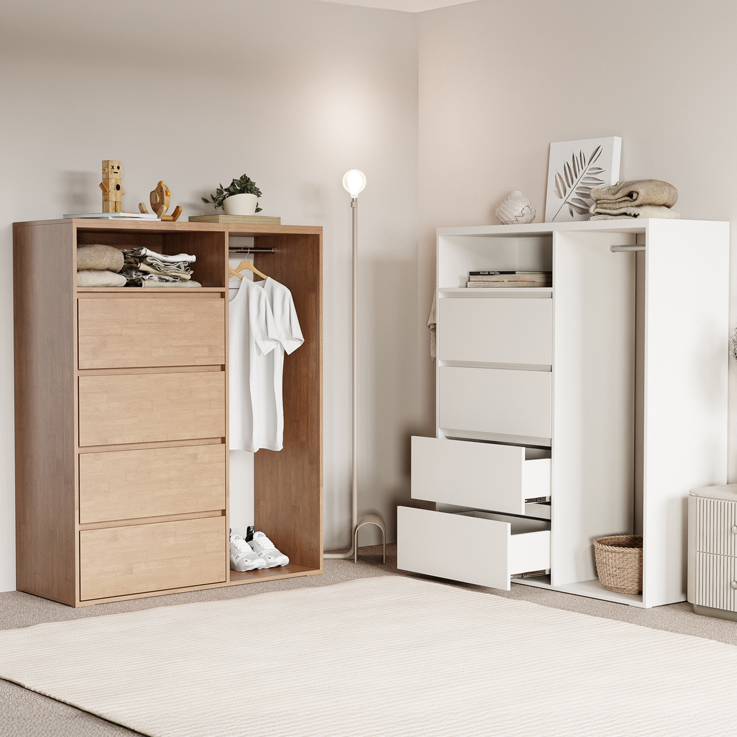 서랍형 행거 원룸 선반 옷장 행거 서랍장 낮은 행거 수납장