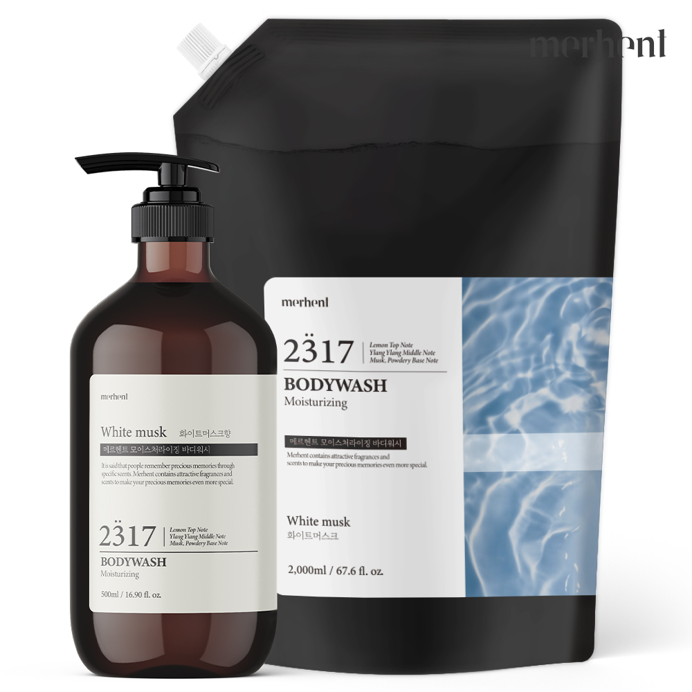 메르헨트 약산성 퍼퓸 바디워시 500ml+2000ml 대용량 리필 세트 화이트머스크 - 상품 이미지