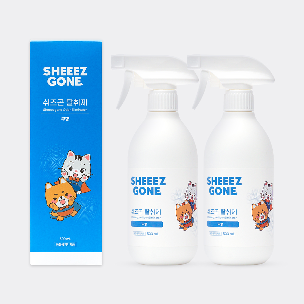 [고양이의 날] 쉬즈곤 강아지 고양이 무향 스프레이 탈취제 500ml, 2개 - 상품 이미지