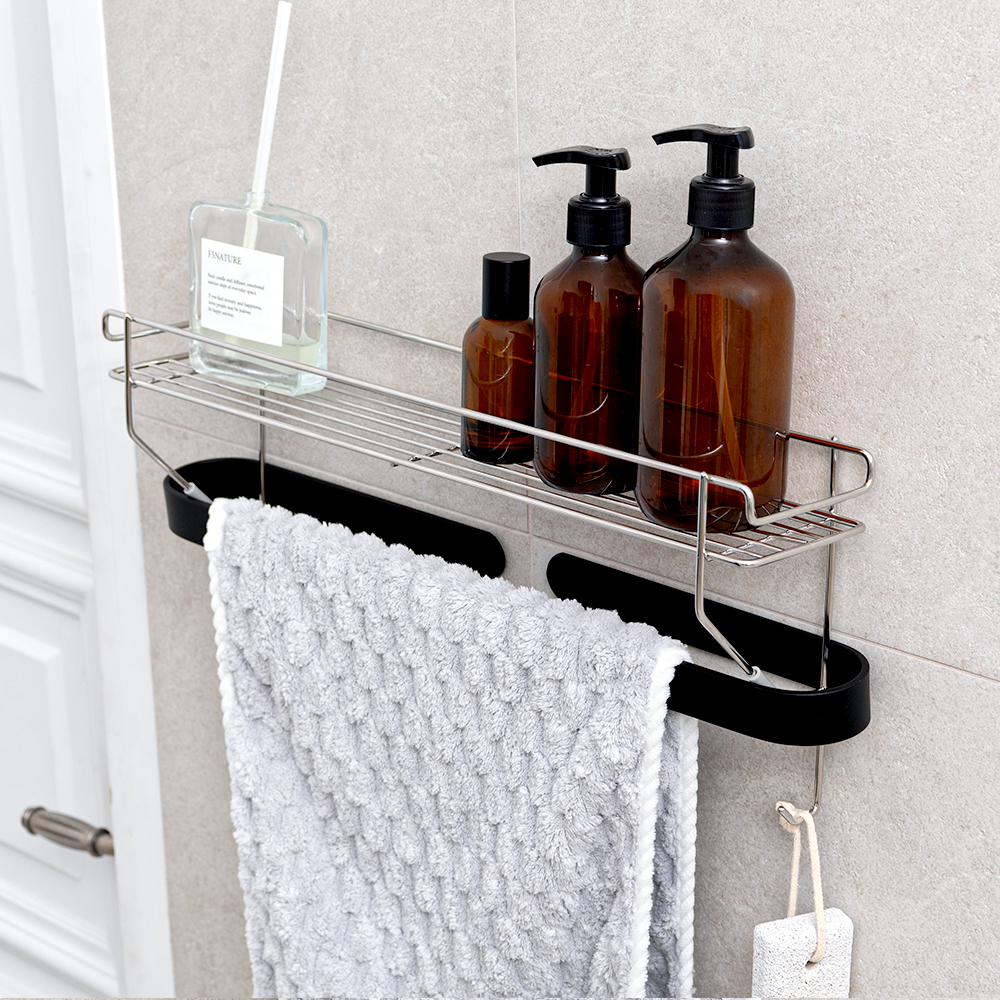 스파이더락 무타공 심플 수건 타월걸이 거치선반