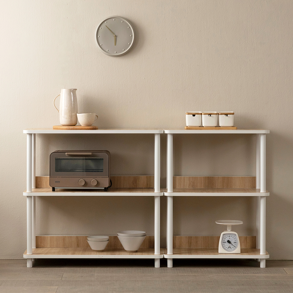 E0등급 베르디 거실 선반 진열장 800x300x785mm, 3단, 내추럴우드 - 상품 이미지