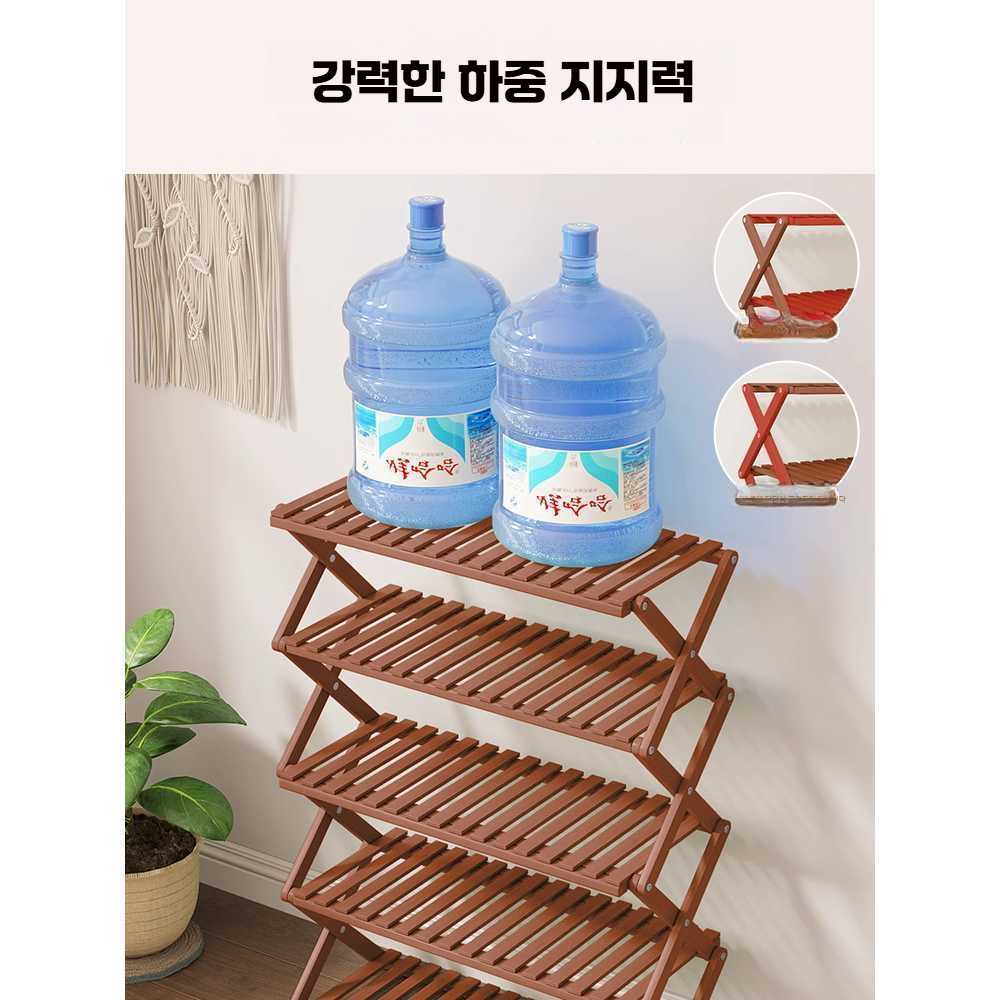 실내 화분대 정리대 발코니 식물 보관 접이식 다육 선반 4단 50cm 갈색 - 상세 이미지 5