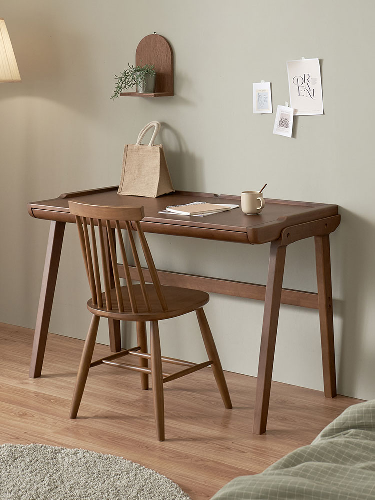 오크빌 웨이브 원목책상 수납 컴퓨터책상 1200mm, 월넛