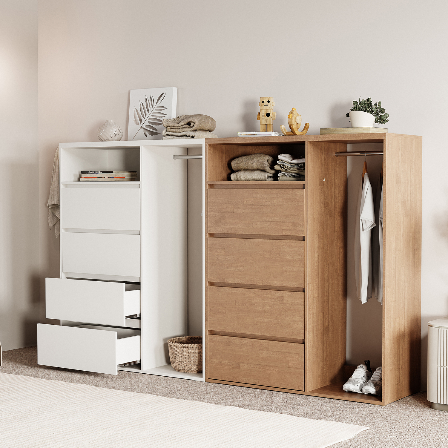 서랍형 행거 원룸 선반 옷장 행거 서랍장 낮은 행거 수납장