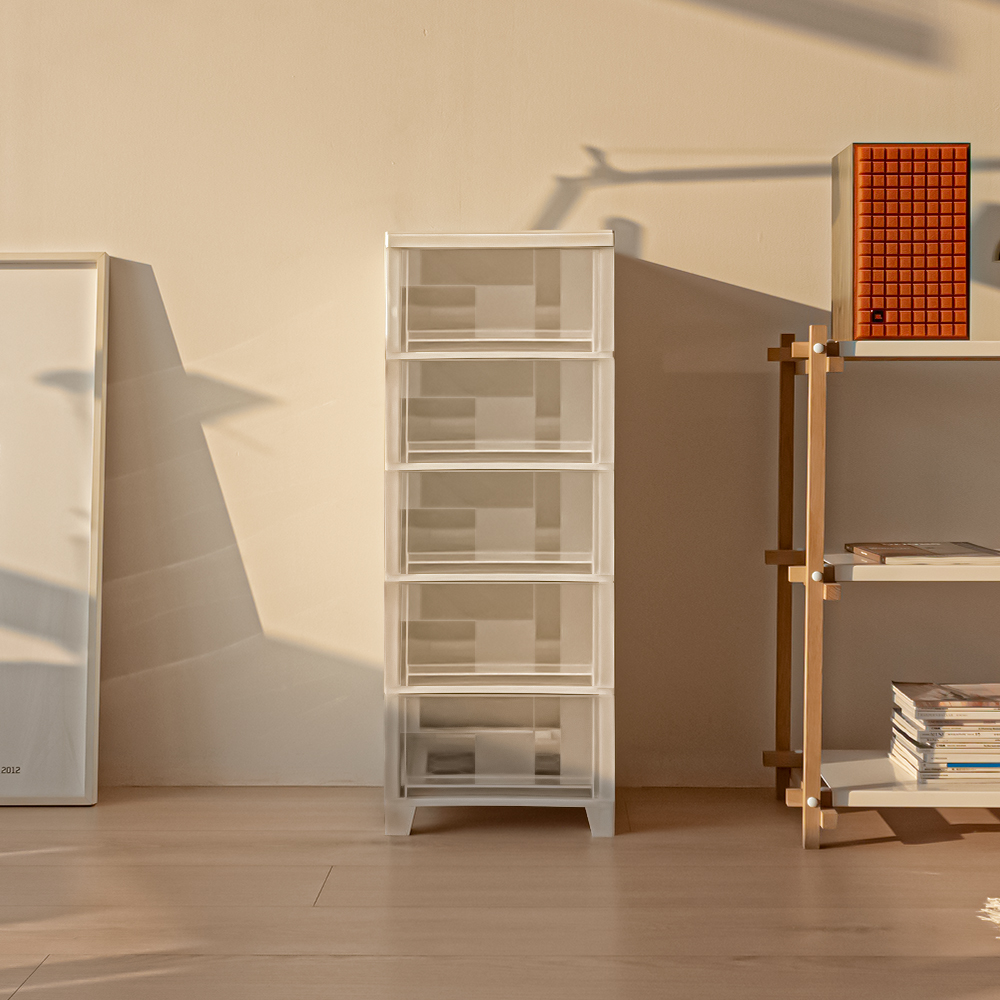 아임홈리빙 베이직 투명 다용도 플라스틱 서랍장 5단