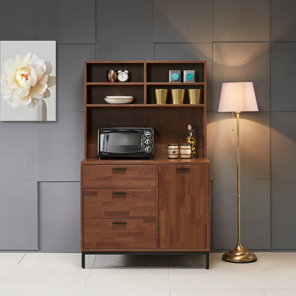 몬드 식기장 냉장고장 홈바 홈카페 주방보조 수납장 꾸미기 카페장 1000x550x1635mm, 6단, 멀바우