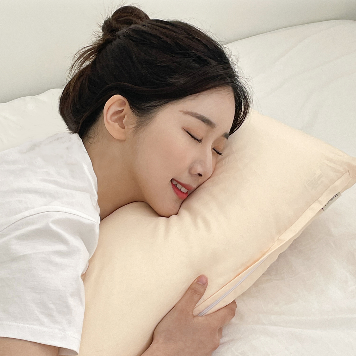 플러스 경추베개 경추 목베개 목디스크 일자목 거북목베개 백토 크림베이지