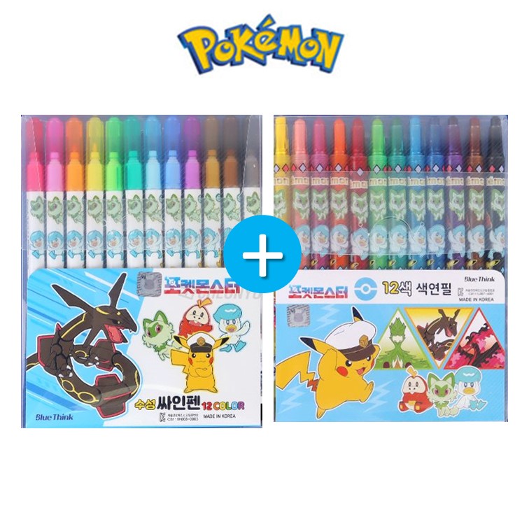 포켓몬 색연필 사인펜 12색 세트 유치원 어린이집 초등 입학 선물 랜덤