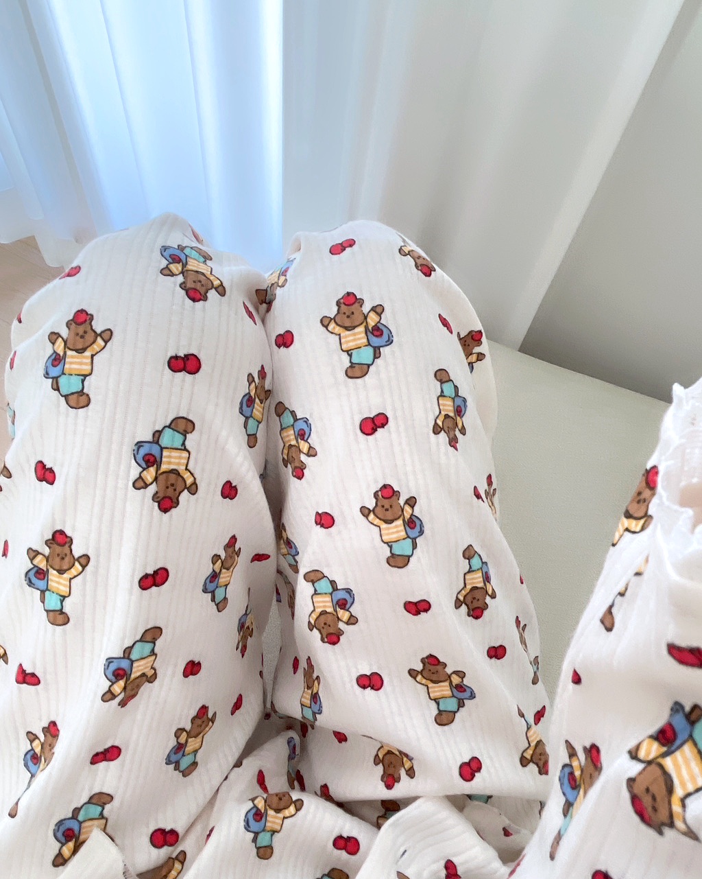 [끈조절가능]3ps주문폭주💗러블리/사은품증정 사과 곰돌이 봄 여름 나시 가디건 쓰리피스잠옷 상세 이미지 31