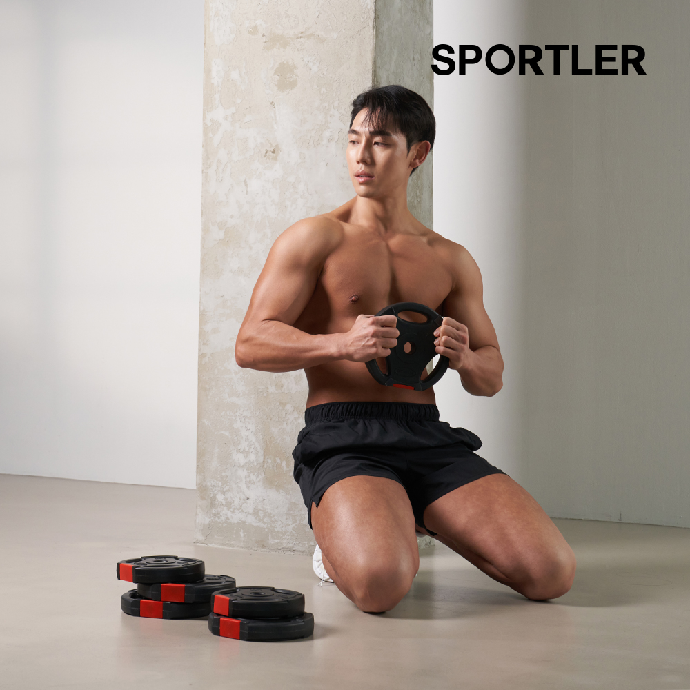 스포틀러 블랙원판 1kg 2개 세트 저중량 홈트 단계별 25mm 바벨 덤벨 헬스 원판 이미지 7