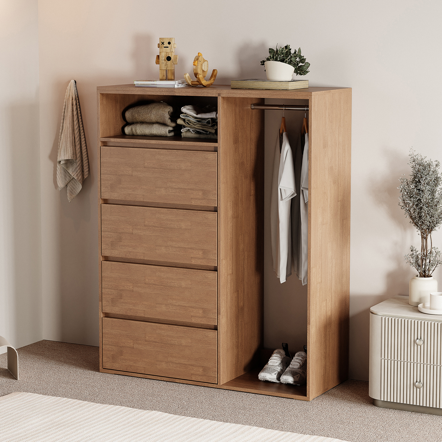 서랍형 행거 원룸 선반 옷장 행거 서랍장 낮은 행거 수납장