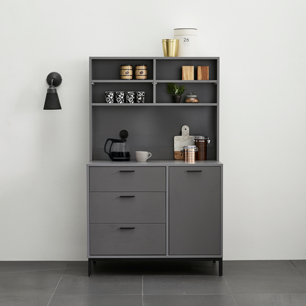 몬드 식기장 냉장고장 홈바 홈카페 주방보조 수납장 꾸미기 카페장 1000x550x1635mm, 6단, 그레이