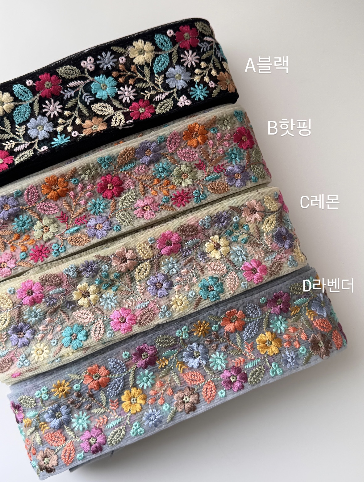 55mm 보헤미안 자수리본 한복 웨딩 DIY 장식 J00000096 - 상세 이미지 4