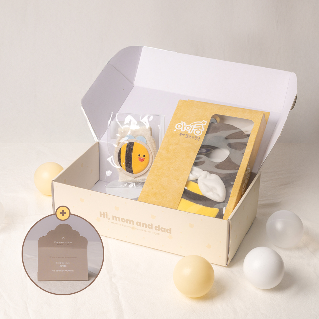 아가드 백일선물세트 3종 (머리보호대+무릎보호대+축하엽서) 아이쿵 아기 머리쿵 보호대