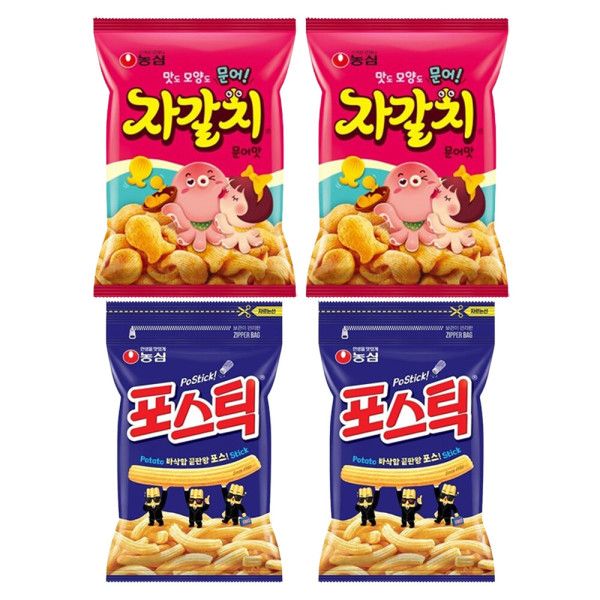 농심 자갈치 300g 2봉 + 포스틱 280g 2봉 / 대용랑 노래방 과자 : 매직포켓
