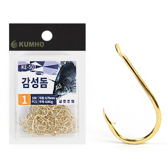 금호 카본 감성돔 KE-501 덕용 감성돔 골드 바늘 1통 100개입 - 메인 이미지