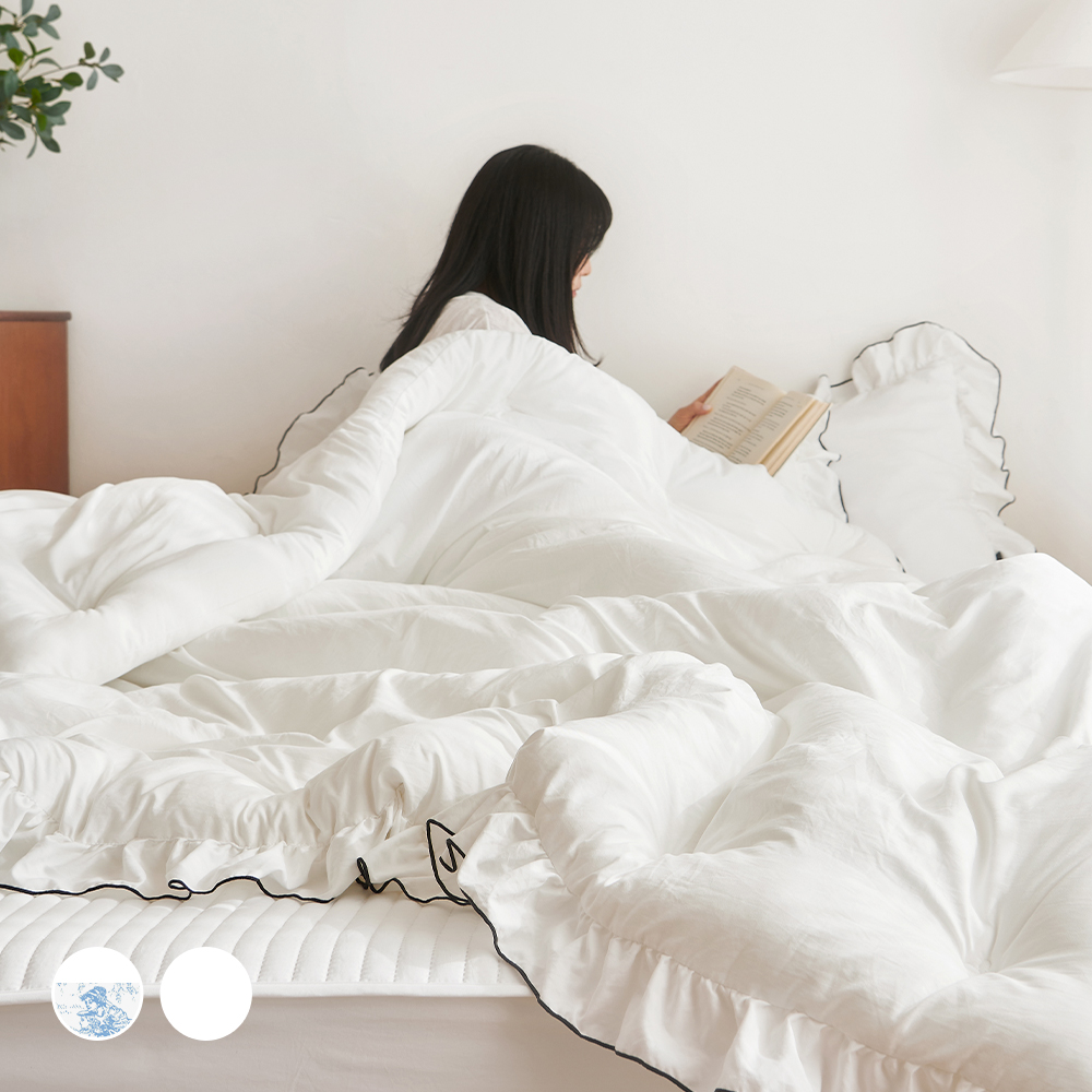 쁘리엘르 프렌치블랑 프릴 항균 워싱 차렵 이불 베개 세트 SS