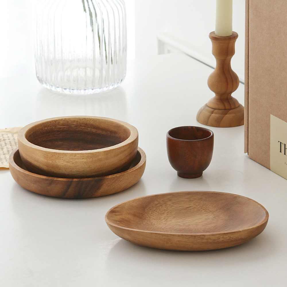 감성포장 1인 우드 선물세트 혼술 딱한잔만세트 4p 홈술 술잔 안주그릇 집들이 자취선물