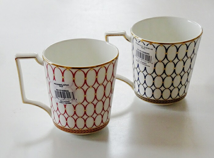 웨지우드 Wedgewood 르네상스 골드 머그컵 핑크 블루 300ml 2개 세트 - 상세 이미지 2