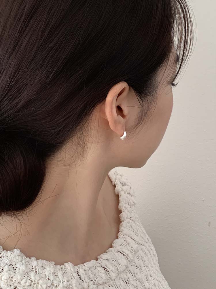 [무배] 브러쉬 물방울 이어링 - 925실버 무광 유광 매트 딱붙는 스터드 순은귀걸이