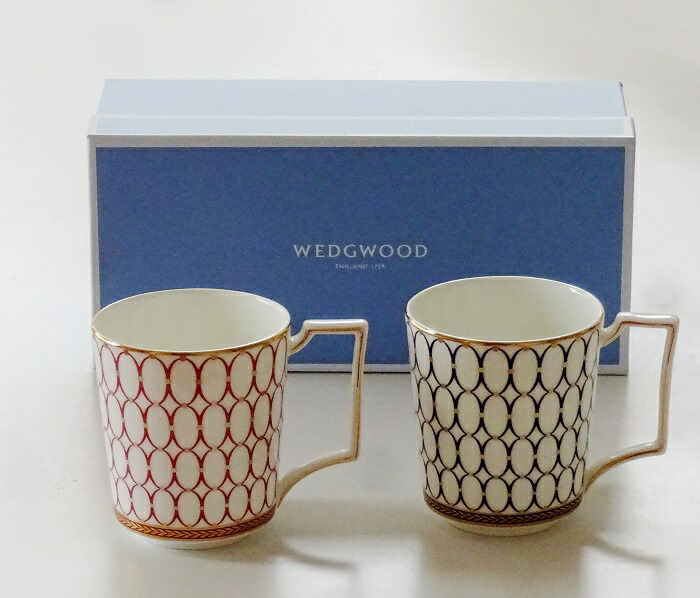 웨지우드 Wedgewood 르네상스 골드 머그컵 핑크 블루 300ml 2개 세트 - 상품 이미지