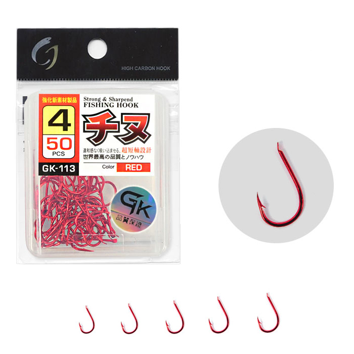 금호 하이카본 GK-113 토너먼트 치누 덕용 레드 감성돔바늘 1통 50개입 - 상품 이미지