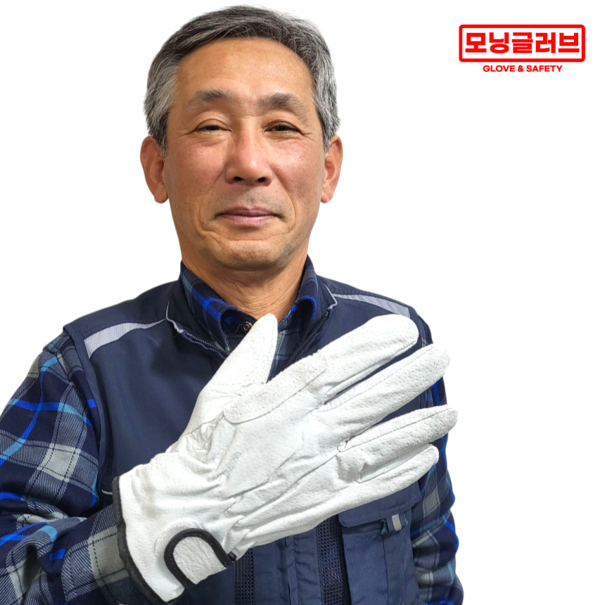 모닝글러브 알곤 티그 용접 가죽장갑 돈피 백색 이중덧댐 내피형 정비 배관 작업