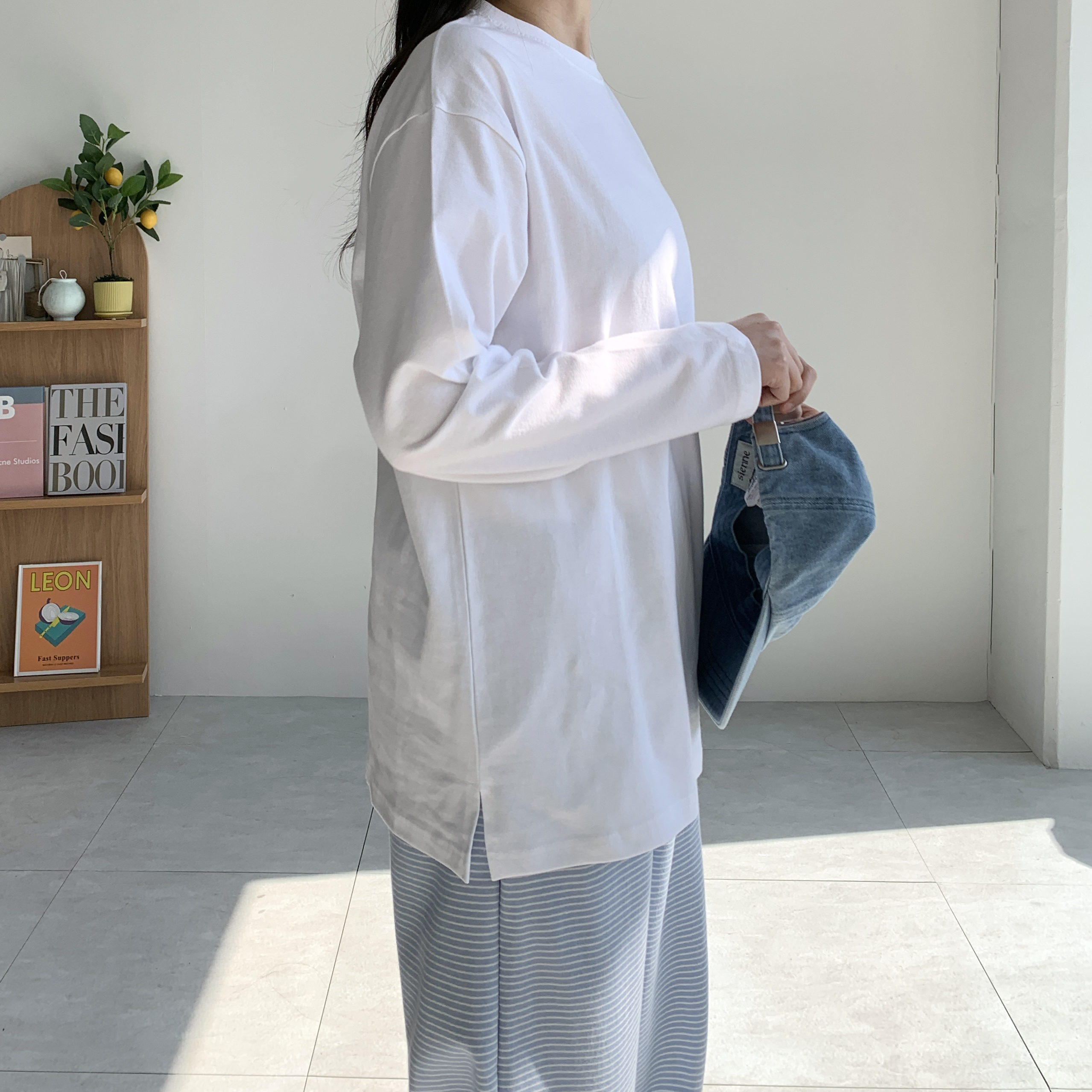 [2SIZE] 탄탄 20수 트임 레이어드티 블랙 - 상세 이미지 3
