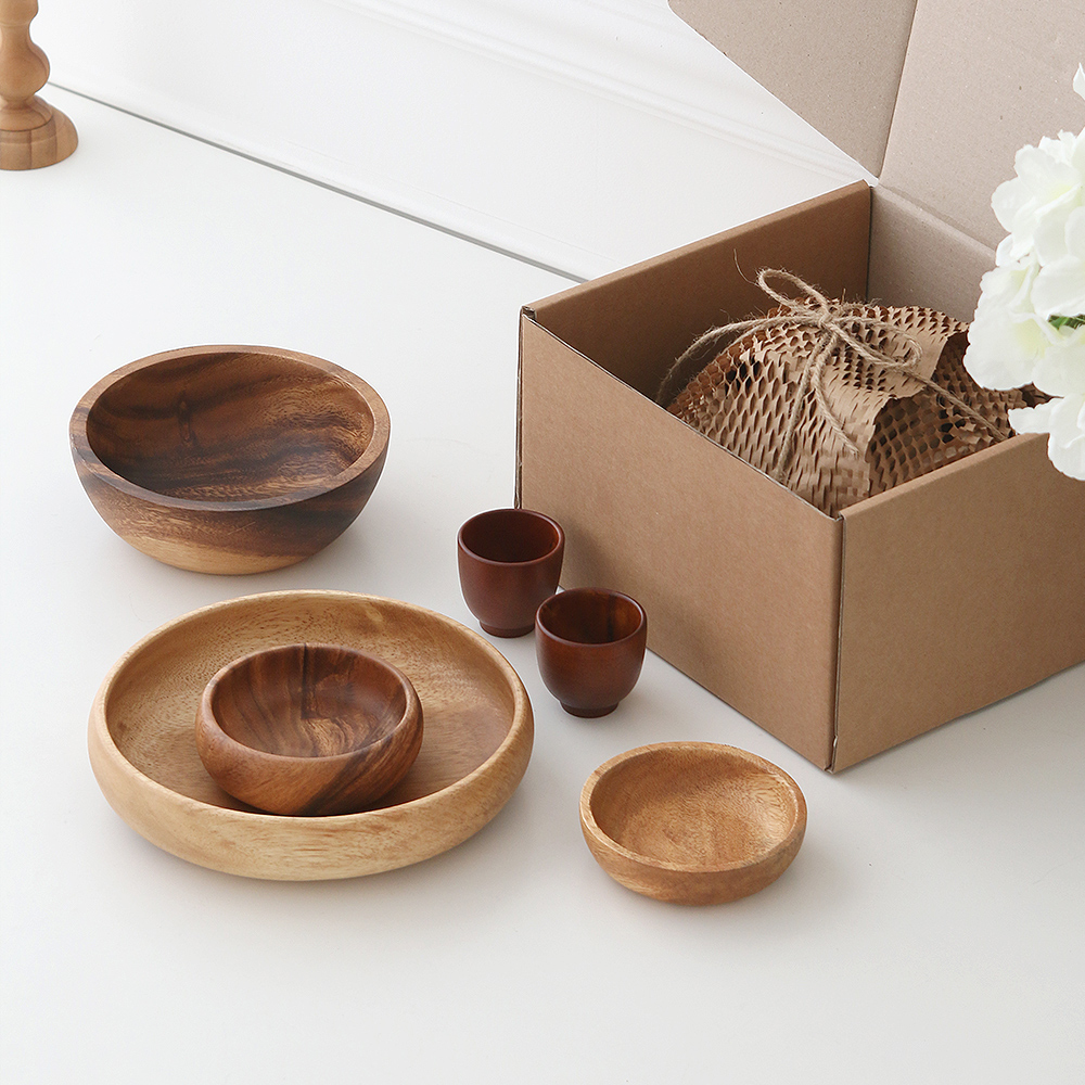 감성포장 2인 커플 같이한잔 우드 선물세트 6p/홈술 술잔 안주그릇 집들이 자취 결혼선물