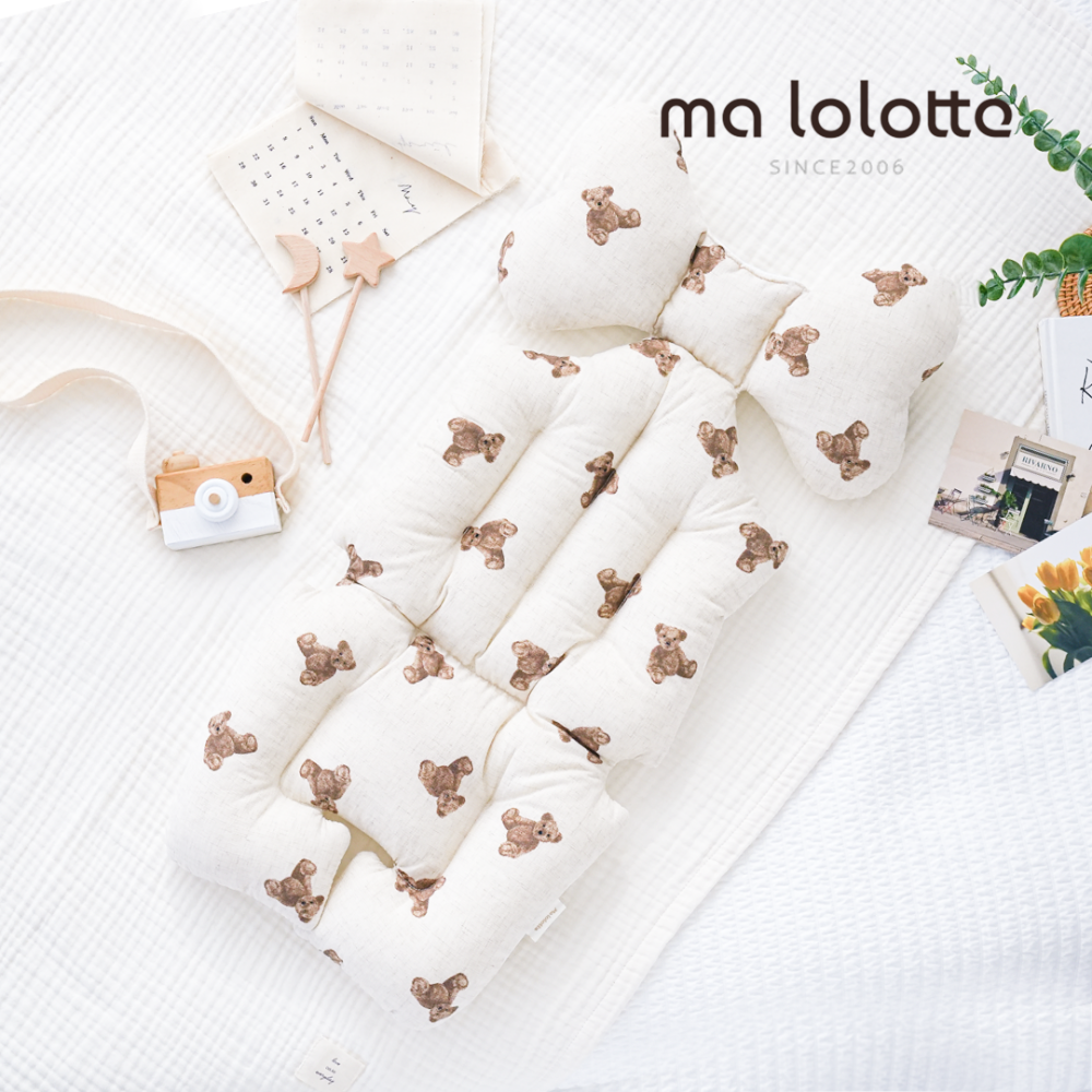 마롤로뜨 사계절 양면 유모차 라이너 아기 시트 통통 유아 신생아 테디 베이지