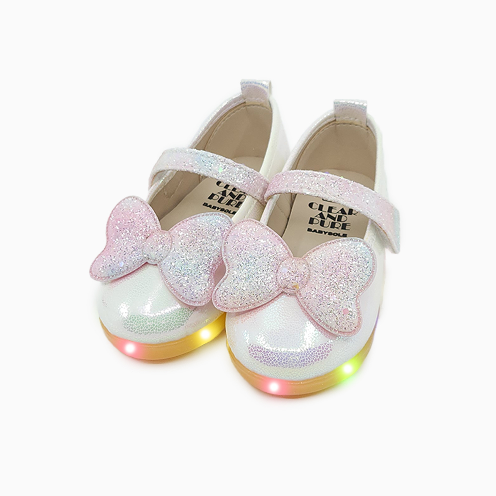 베이비솔 여아구두 유아 구두 아기 메리제인 LED 신발 샤이니리본 - 상세 이미지 3