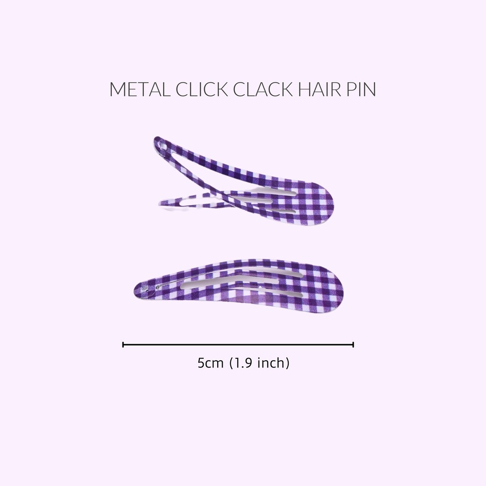 베이직센스 키즈 헤어 고무줄 머리핀 세트 여아용 퍼플(체크) - 상세 이미지 4