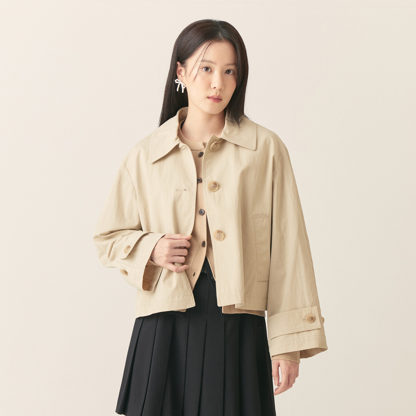 [N배송] 로엠 숏 트렌치 코트 RMJTF23R11