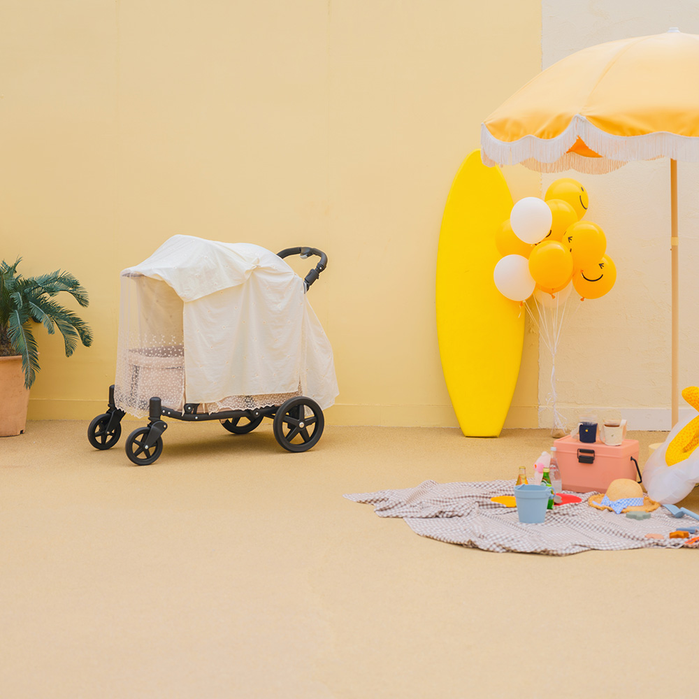 오맘 폼포라 N 2 유아 웨건 방풍커버 자수 햇빛가리개 모기장 바람막이 국내생산 생활방수