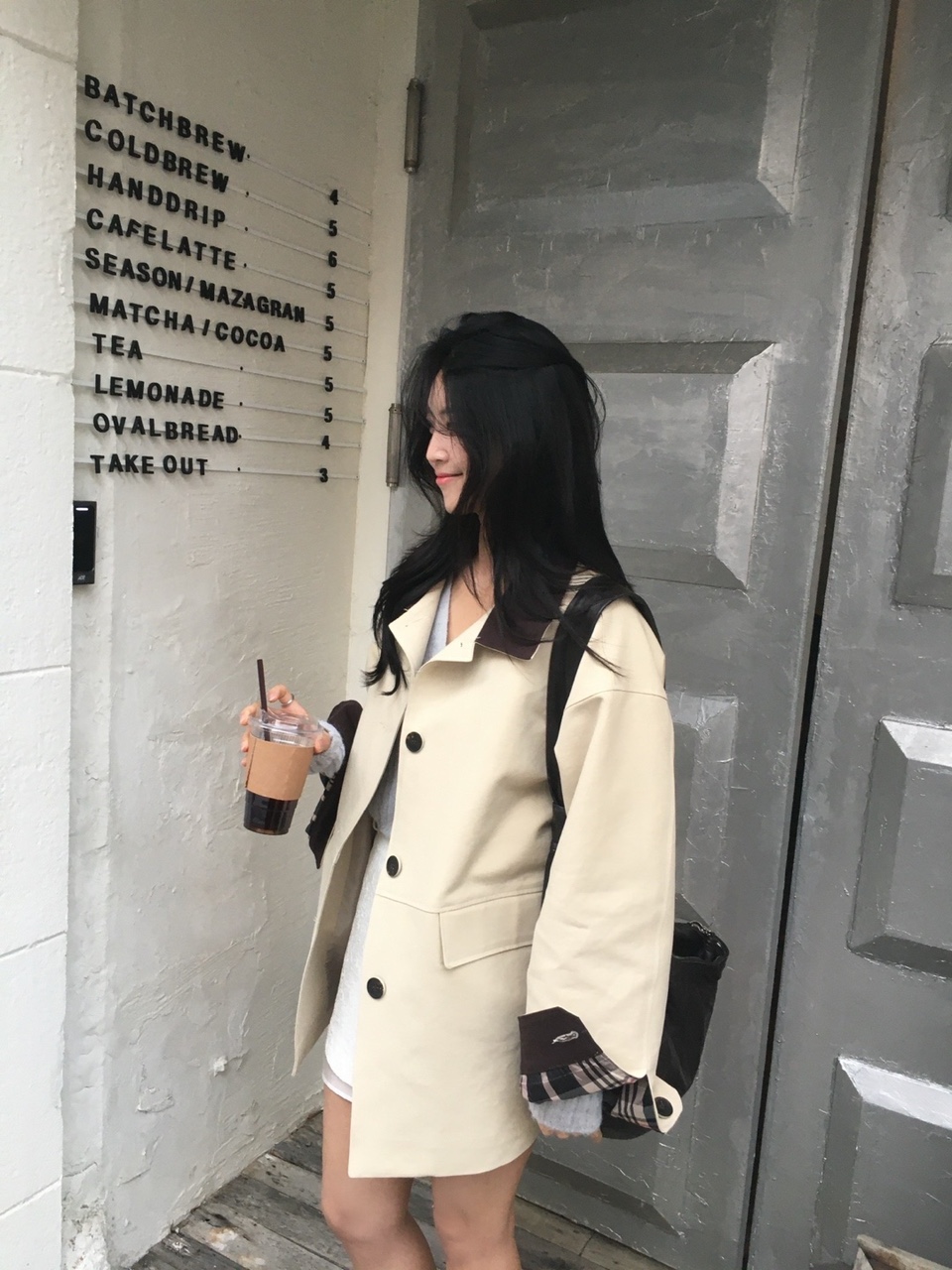 워크 배색 하프 트렌치 코트 상세 이미지 17