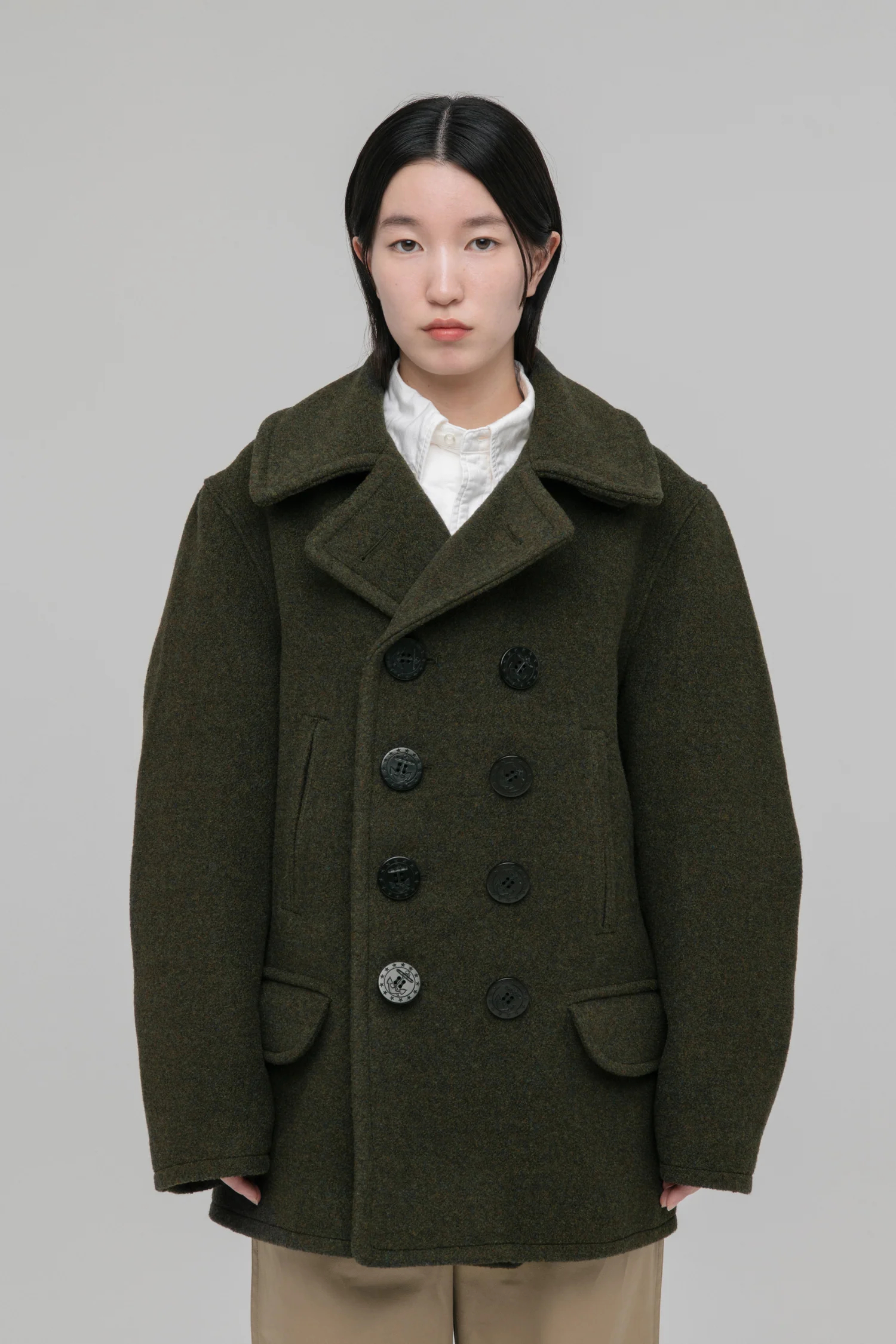 시오타 CIOTA Pea Coat 피코트 24AW 블랙 올리브 2컬러 - 상품 이미지