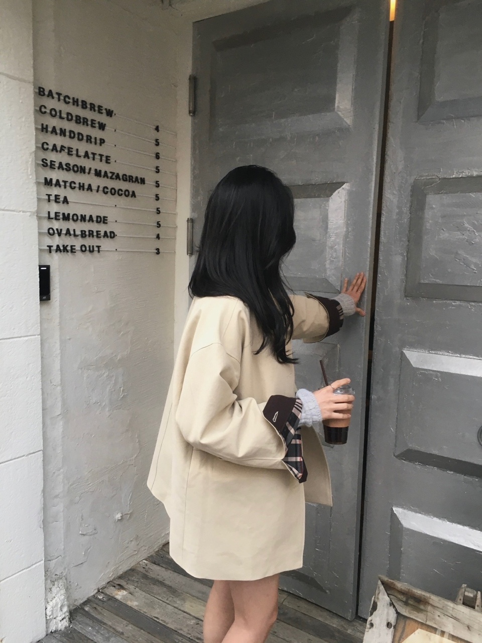 워크 배색 하프 트렌치 코트 상세 이미지 9
