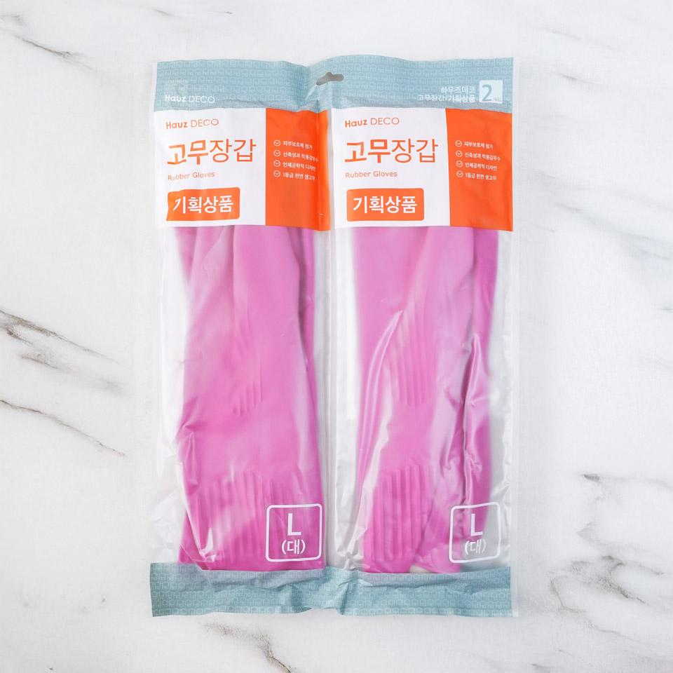 메가마트 하우즈데코 고무장갑 기획상품 L싸이즈x2켤레 - 상품 이미지