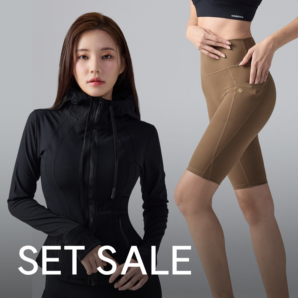 [애슬레저SET] 액티브 슬림 집업 + 포켓 레깅스 4부 - 상품 이미지