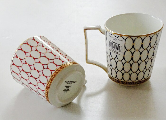 웨지우드 Wedgewood 르네상스 골드 머그컵 핑크 블루 300ml 2개 세트 - 상세 이미지 3