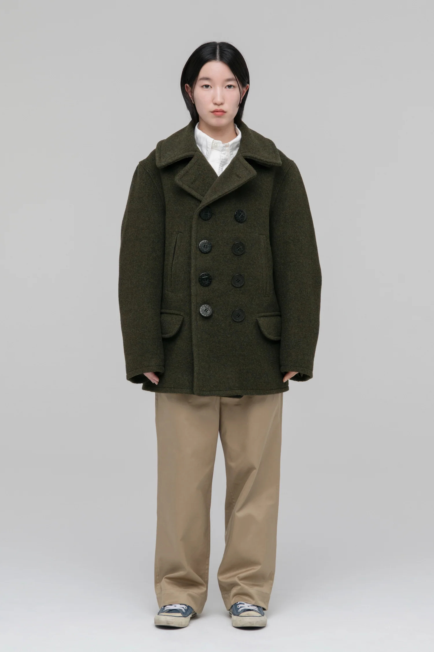 시오타 CIOTA Pea Coat 피코트 24AW 블랙 올리브 2컬러 - 상세 이미지 5
