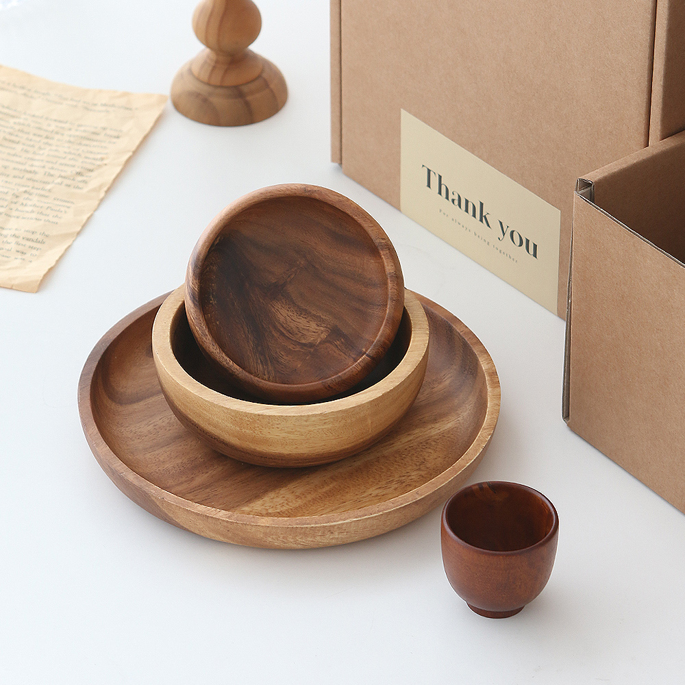 감성포장 1인 우드 선물세트 혼술 진짜막잔세트 4p 홈술 술잔 안주그릇 집들이 자취선물