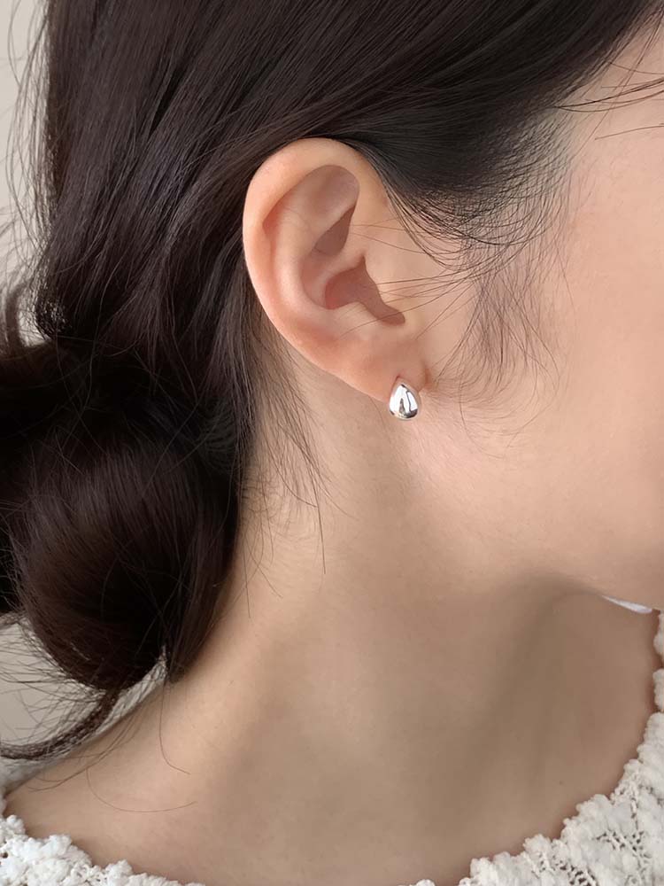 [무배] 브러쉬 물방울 이어링 - 925실버 무광 유광 매트 딱붙는 스터드 순은귀걸이