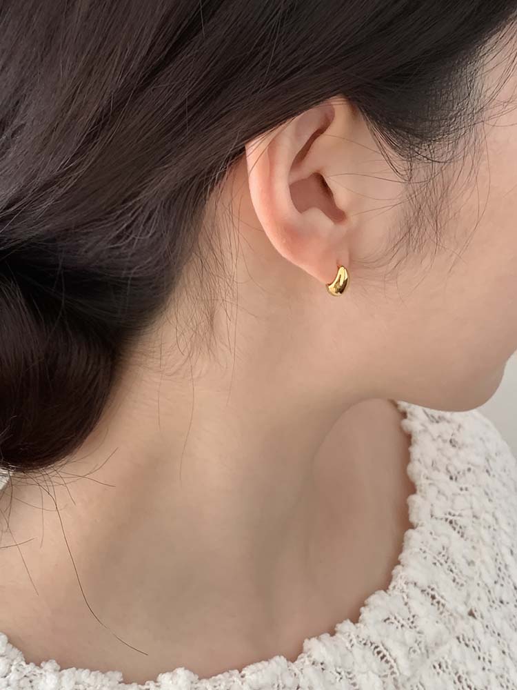 [무배] 브러쉬 물방울 이어링 - 925실버 무광 유광 매트 딱붙는 스터드 순은귀걸이