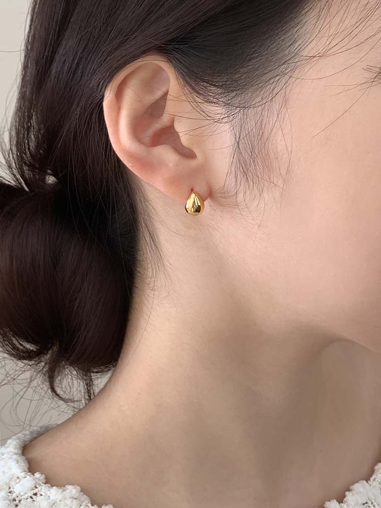 [무배] 브러쉬 물방울 이어링 - 925실버 무광 유광 매트 딱붙는 스터드 순은귀걸이