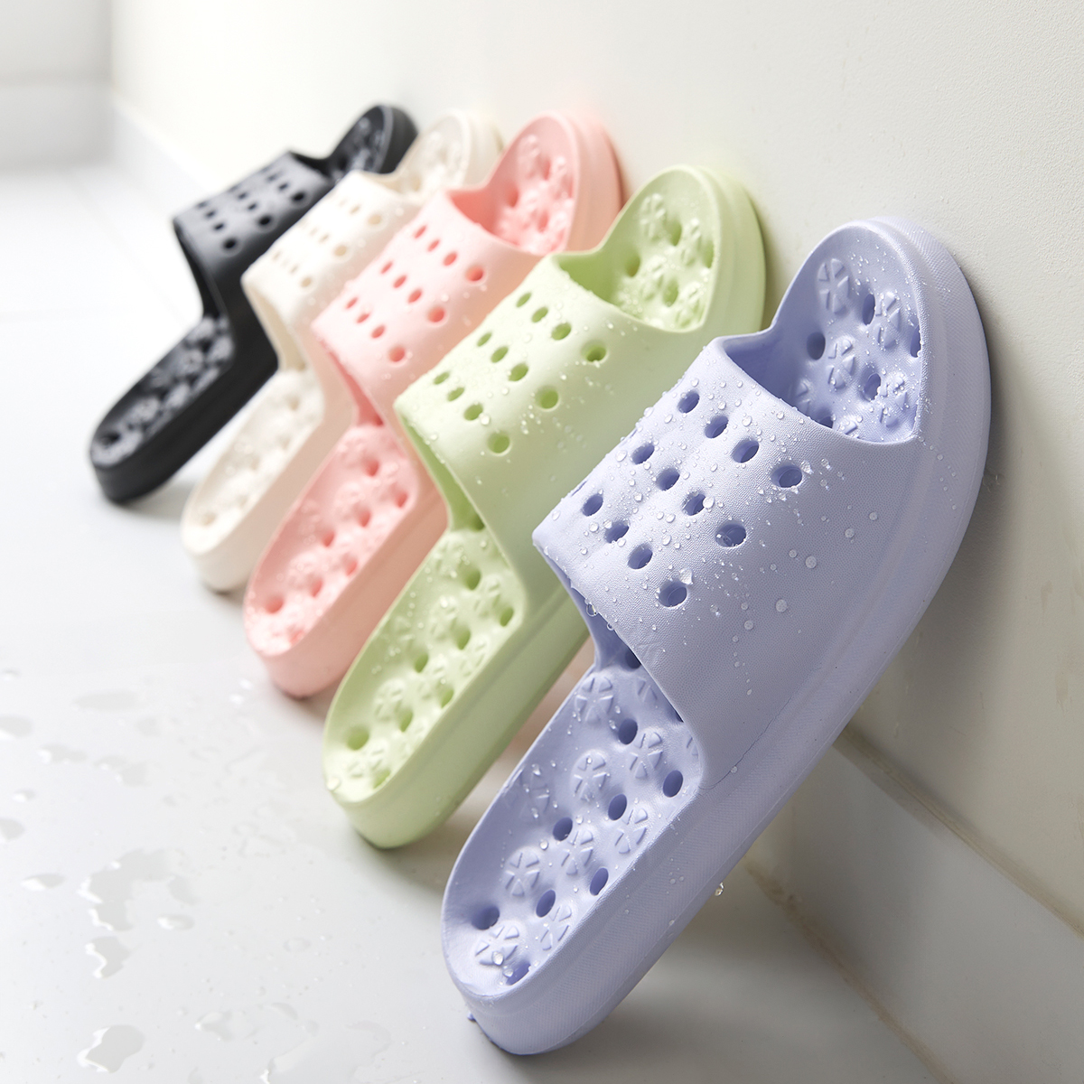 크린리빙 물빠짐 미끄럼 방지 도트 욕실화 화장실 슬리퍼 7color 1개+1개