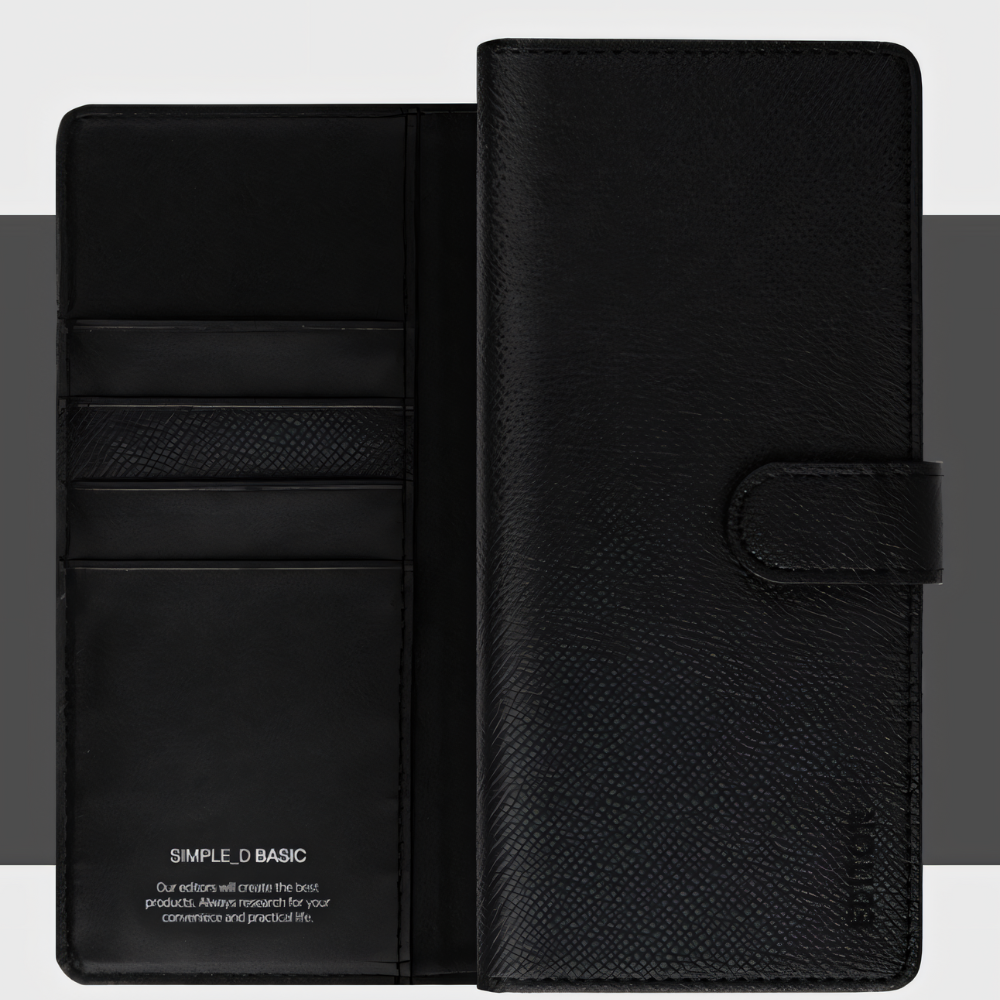 플디 카드 수납 가죽 지갑 케이스 블랙, 갤럭시 퀀텀2